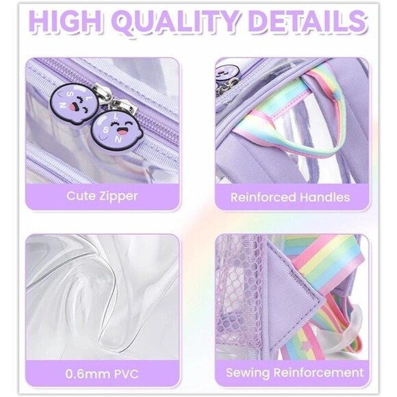 Clear Backpack Heavy Duty,Transparent Backpacks for School,Girls New - Picture 4 of 10